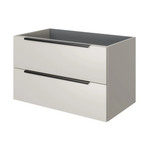 Mobile sottolavabo Pelipal Quantum 07, 80 cm, color cashmere, con due cassetti e maniglie nere.