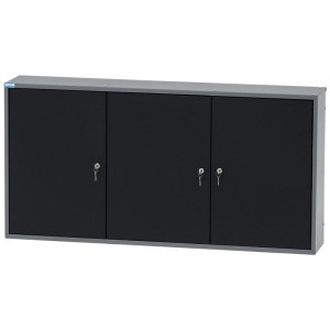 Armoire suspendue Küpper 70190, noir-gris clair, 120x60x20cm, avec 3 portes et clés. Armoire à outils pour l'atelier.