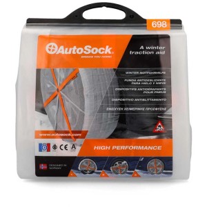 AutoSock aide d'urgence hivernale groupe 698 dans un sac transparent. Aide textile pour routes hivernales.