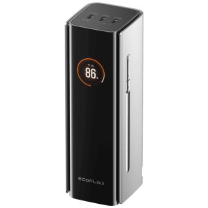 EcoFlow Powerbank Rapid Pro, 20000 mAh, noire. Batterie externe compacte avec port USB-C et écran LCD.