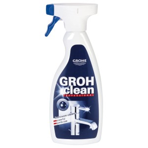 Grohe Grohclean detergente per bagno in flacone spray per la pulizia e la cura di rubinetti e bagni.