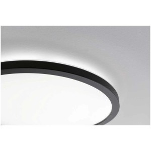 Panneau LED noir dimmable Paulmann Atria Shine, Ø 420 mm, monté au plafond.