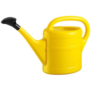 Arrosoir jaune Geli (environ 5 l) en plastique avec bec verseur noir.