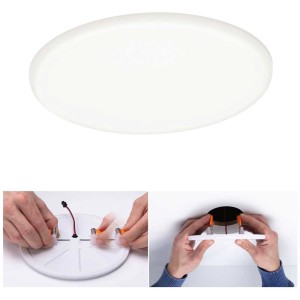 Panneau LED encastrable Paulmann Veluna, blanc neutre, avec technologie VariFit flexible pour un montage facile au plafond.