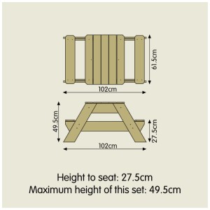 Schéma : Table à sable et à eau en bois TP Toys Classic avec bancs, dimensions