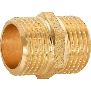 Mamelon fileté en laiton, 21 mm (R 1/2), pour raccorder les tuyaux d'eau potable et de chauffage.