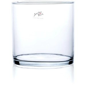 Vaso cilindrico trasparente Sandra Rich Cyli HC, 15x15 cm, in vetro. Vaso decorativo per fiori per soggiorno e terrazza.