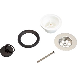 Valvola di scarico con tappo (Ø 85mm) in acciaio inox e plastica, inclusi guarnizioni e vite.