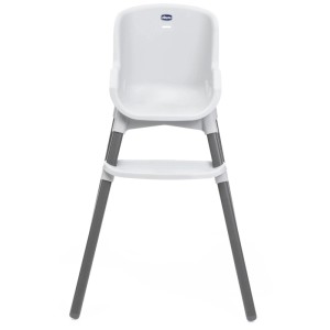 Chicco Hochstuhl Zest Moon Grey, leichter Kinderstuhl mit grauem Gestell und weißer Sitzfläche.
