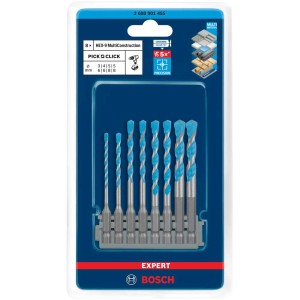 Jeu de 8 forets universels Bosch Expert pour un perçage précis dans divers matériaux.