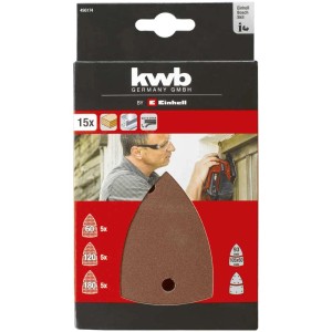 KWB Bandes abrasives Q-Stick, lot de 15 pièces, grains assortis pour ponceuses multifonctions.
