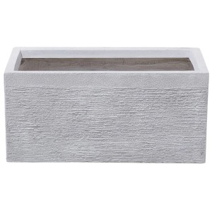 Fioriera rettangolare bianca Beliani Myra (24x50x23 cm) in fibra di argilla.