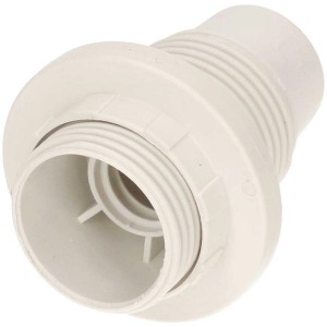 Douille de lampe E14 blanche avec collerette M10 et bague à vis pour installation de lampe.