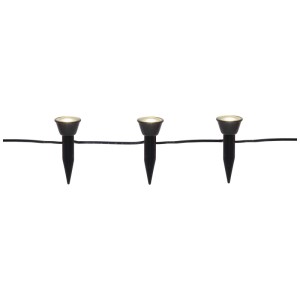 Catena luminosa solare Mini Spot nera di Star Trading con 8 LED bianco caldo per esterni.