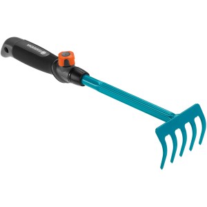 Gardena combisystem rastrello per fiori con testa blu e manico ergonomico.