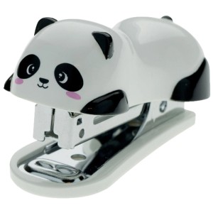 Legami Mini agrafeuse Panda, blanc et noir. Agrafeuse compacte motif panda pour bureau et école.