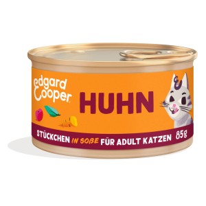 Lattina di cibo umido per gatti Edgard & Cooper con pollo, 85g. Alimento umido per gatti adulti.