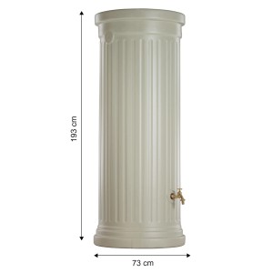 Serbatoio acqua piovana Garantia 500 l beige sabbia, forma a colonna, dimensioni 73x193 cm. Barile per acqua piovana per il giardino.