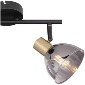 Globo 2er-Strahler E14, schwarz mit Rauchglas, 25W, für Wand- und Deckenmontage.