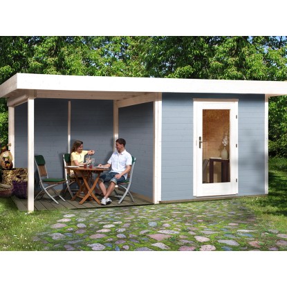 OBI Holz-Gartenhaus Florenz B Grau-Weiss Gr. 3 / 530 x 240 cm