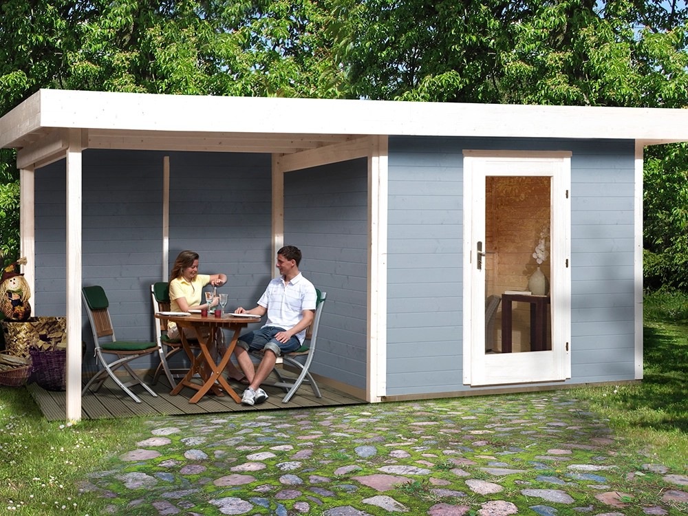 OBI HolzGartenhaus Florenz B GrauWeiss Gr. 3 / 530 x 240 cm kaufen
