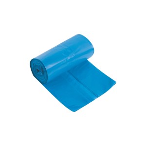 Sacs poubelle bleus LDPE, 70 litres, 10 pièces par rouleau.