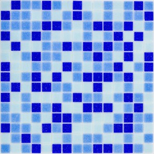 Mosaïque en verre Blue Mix Dark, 32,7x32,7 cm. Carreaux de mosaïque dans différentes nuances de bleu.