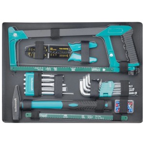 Mallette d'outils Technocraft, 135 pièces, avec marteau, scie, pinces, tournevis et douilles.