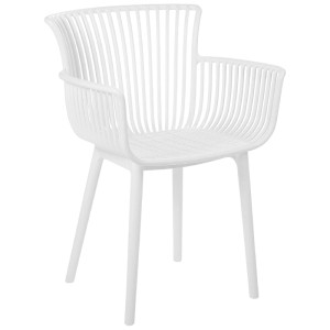 Sedia da giardino bianca Beliani Pesaro, set da 4, in plastica per set da pranzo.