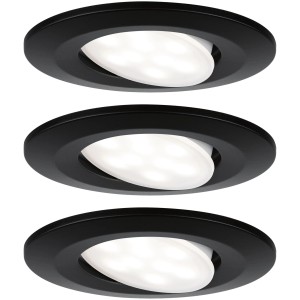 Paulmann Spot encastrable LED Calla, lot de 3, noir mat, orientable, 4000K, IP65.