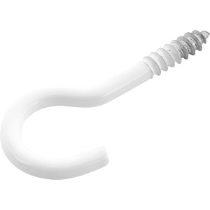 Schraubhaken Gebogen Verzinkt Kunststoff Weiss Ø 3,0 x 40 mm / 8 Stk.
