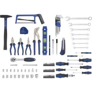 Mallette à outils LUX polyvalente, 108 pièces, avec marteau, pinces, clés, embouts et plus encore.