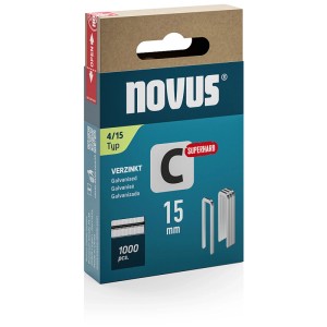Novus Klammern C 4, 15mm, 1000 Stk., Stahl, verzinkt. Feindrahtklammern für Handwerk und Befestigung.