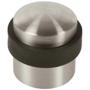 Fix-o-moll fermaporta, autoadesivo, acciaio inox argento, forma cilindrica con anello in gomma.
