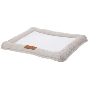 Ensemble de 2 lits pour chien rectangulaires gris clair en polyester. Coussins et couvertures confortables pour chiens.