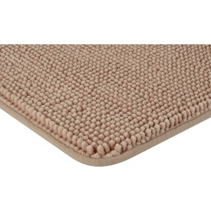 Tappeto da bagno beige baliv (40x60 cm) in poliestere, soffice scendibagno per il bagno.