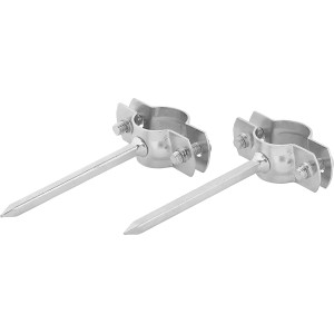 Due collari a staffa zincati (Ø 21-23 mm) con chiodo in acciaio per fissaggio tubi.