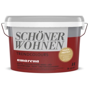Secchio di Schöner Wohnen Trendfarbe Amarena, pittura murale opaca per interni.