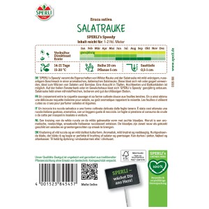 Paquet de graines de Roquette cultivée Sperli's Speedy. Idéal pour le jardin, le balcon et le potager surélevé.