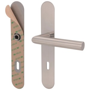 Alpertec Langschildgarnitur Simply Stick, Edelstahl satiniert, Buntbart-Ausführung, selbstklebend.