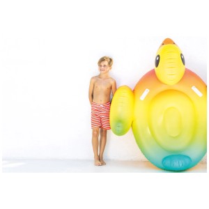 Intex Anatra Gialla Ride-On, grande gonfiabile per bambini dai 3 anni in su.