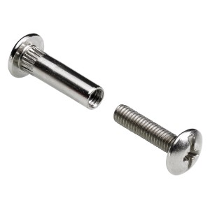 Bullone di collegamento M6 con manicotto, interamente in metallo, campo di serraggio 36-50 cm, per raccordi di collegamento.
