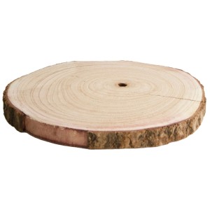 DecoFinder fetta di legno di Paulownia, 30x30cm, con corteccia e anelli di crescita per decorazioni.