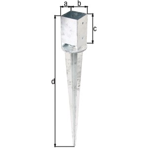 Support à enfoncer réglable, galvanisé à chaud, pour poteaux en bois carrés.