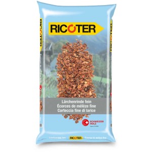 Sacco di corteccia di larice fine Ricoter, 15 l. Pacciame decorativo per la copertura del suolo in giardino.