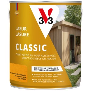 Barattolo di impregnante per legno V33 Classic, pino nordico, finitura satinata, per legno esterno.