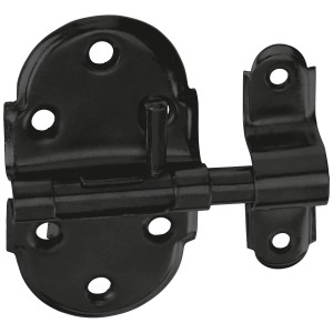 Catenaccio nero in acciaio, 40x80 mm, per fissare porte e mobili.