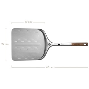 Pala per pizza Burnhard in alluminio anodizzato con manico in legno di acacia, 29 cm, per utensili da grill.