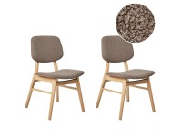 Beliani Chaise salle manger Elaine bois d'hévéa Marron clair Bouclé Taupe 2 pcs
