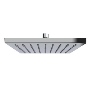 Soffione doccia a pioggia quadrato Wenko Watersaving in plastica ABS argentata, 20x20 cm.